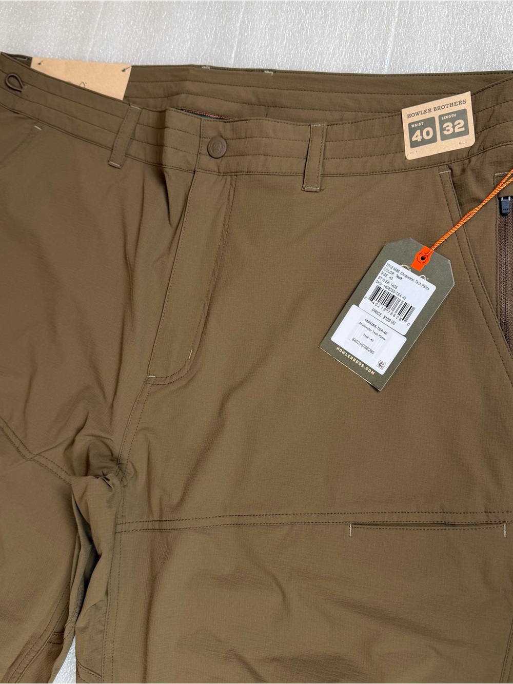 NWT Howler Bros Pants Men’s 40x32 Shoalwater Tech Pants Teak Hiking Camping